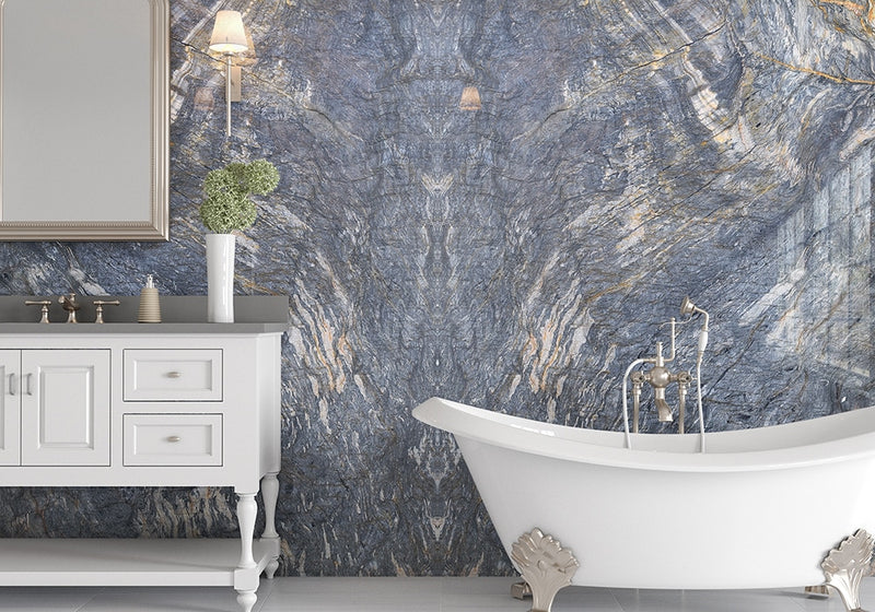 Tungsten Polished Quartzite Slab Random room scene
