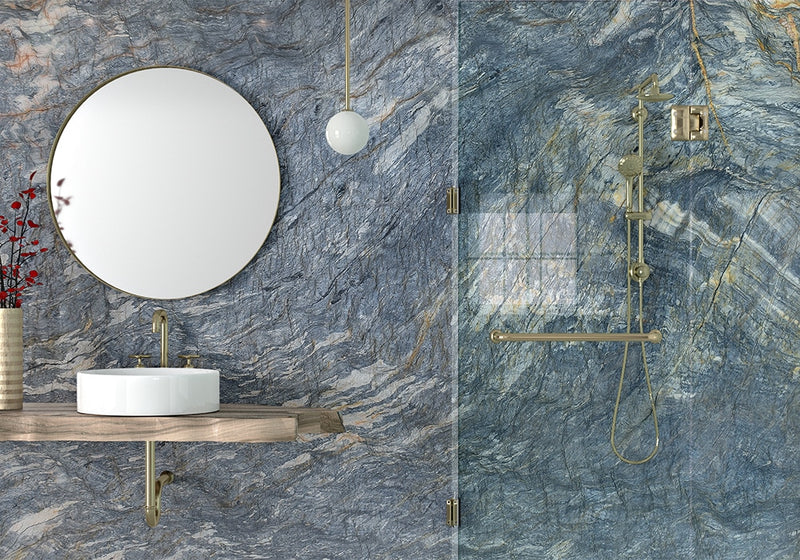 Tungsten Polished Quartzite Slab Random room scene 3