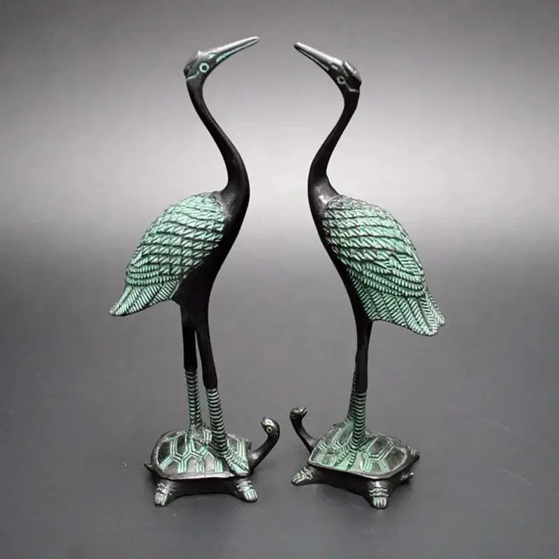Antique Crane & Turtle Statue Set for Luxury Home & Office Decor by House Of Avana
