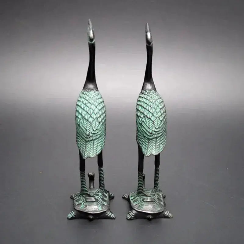 Antique Crane & Turtle Statue Set for Luxury Home & Office Decor by House Of Avana