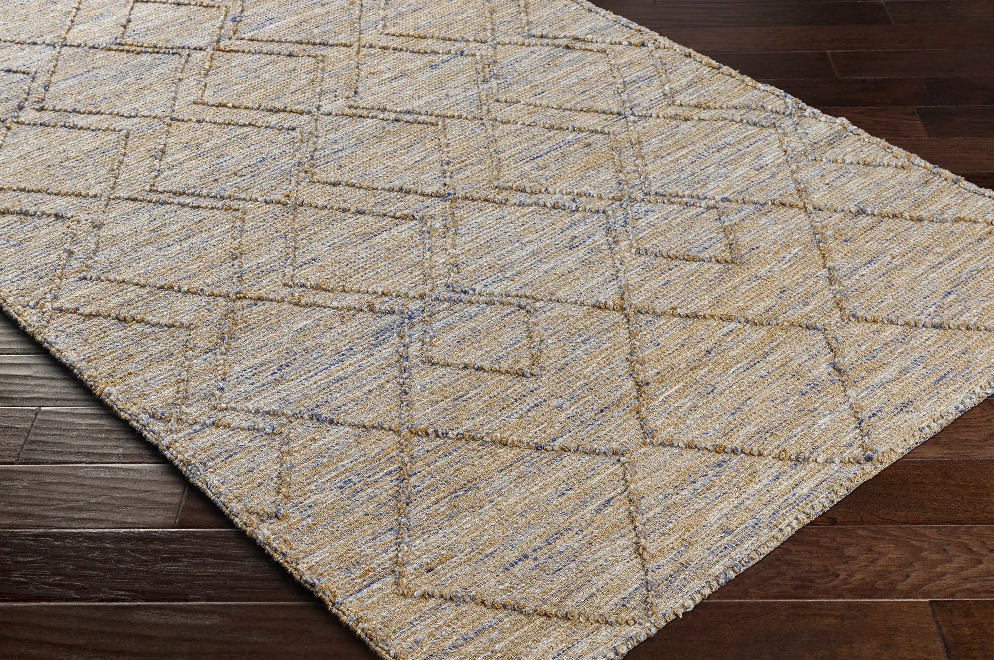 Buse Hand Woven Beige & Blue Area Rug - Clearance by Boutique Rugs