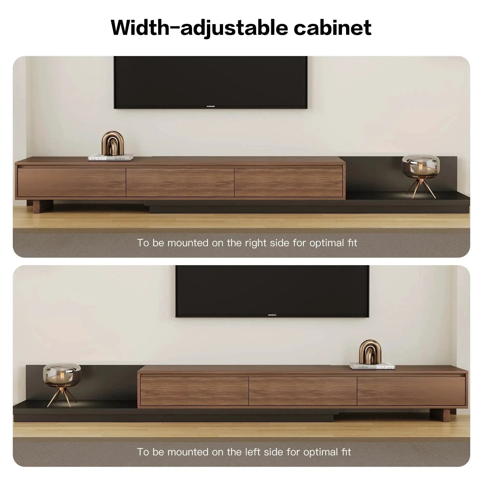 TV Cabinet - Adjustable Walnut Large by House Of Avana
