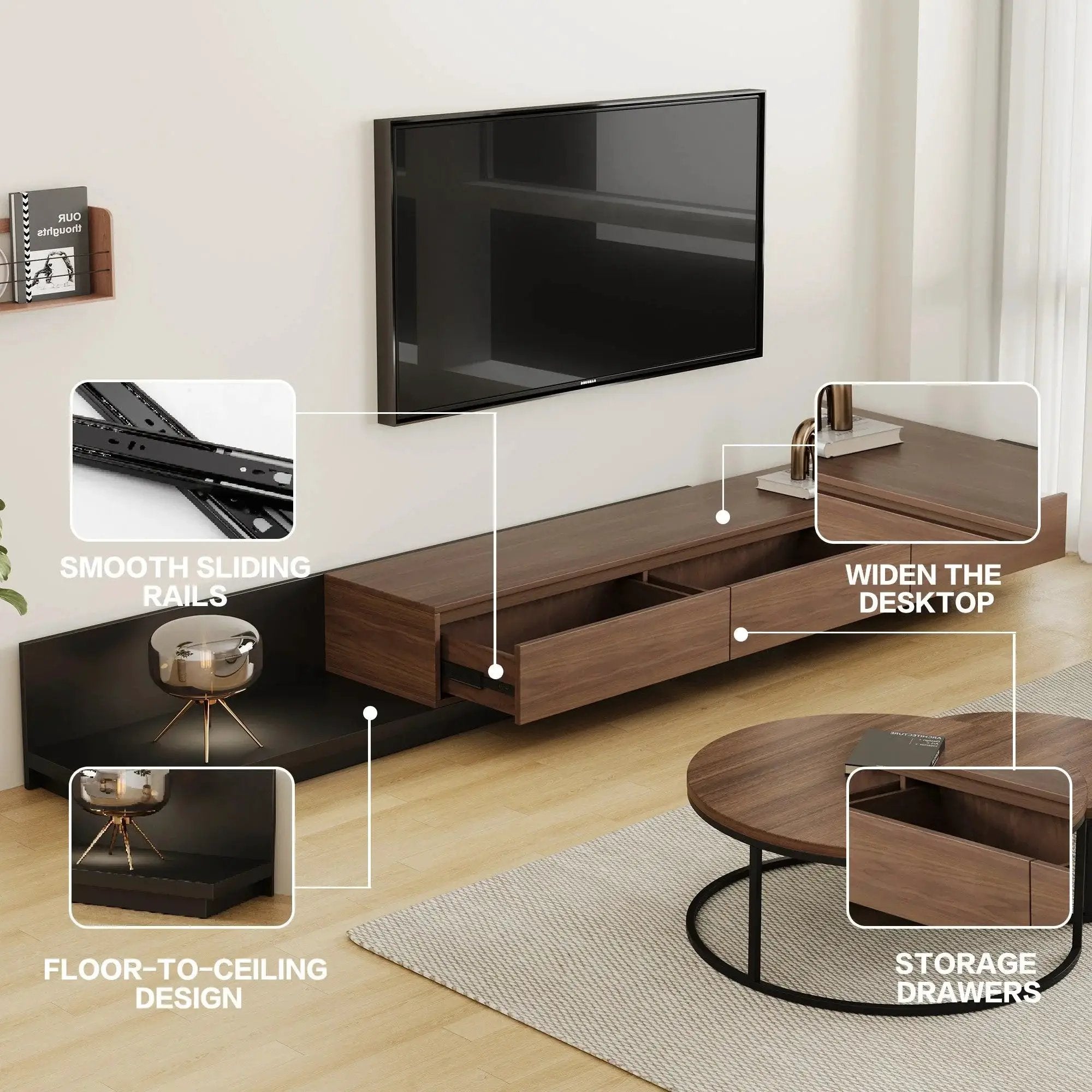 TV Cabinet - Adjustable Walnut Large by House Of Avana