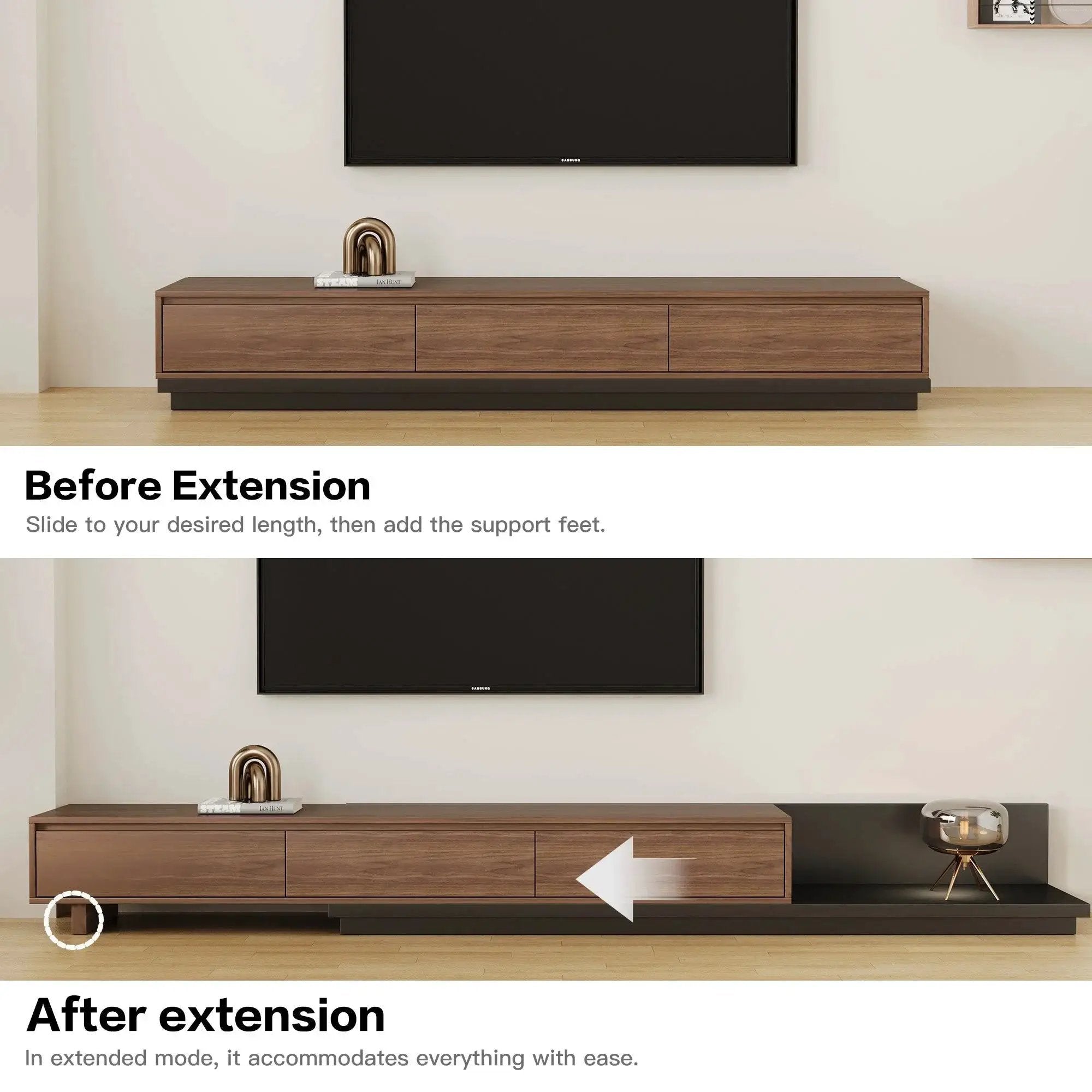 TV Cabinet - Adjustable Walnut Large by House Of Avana