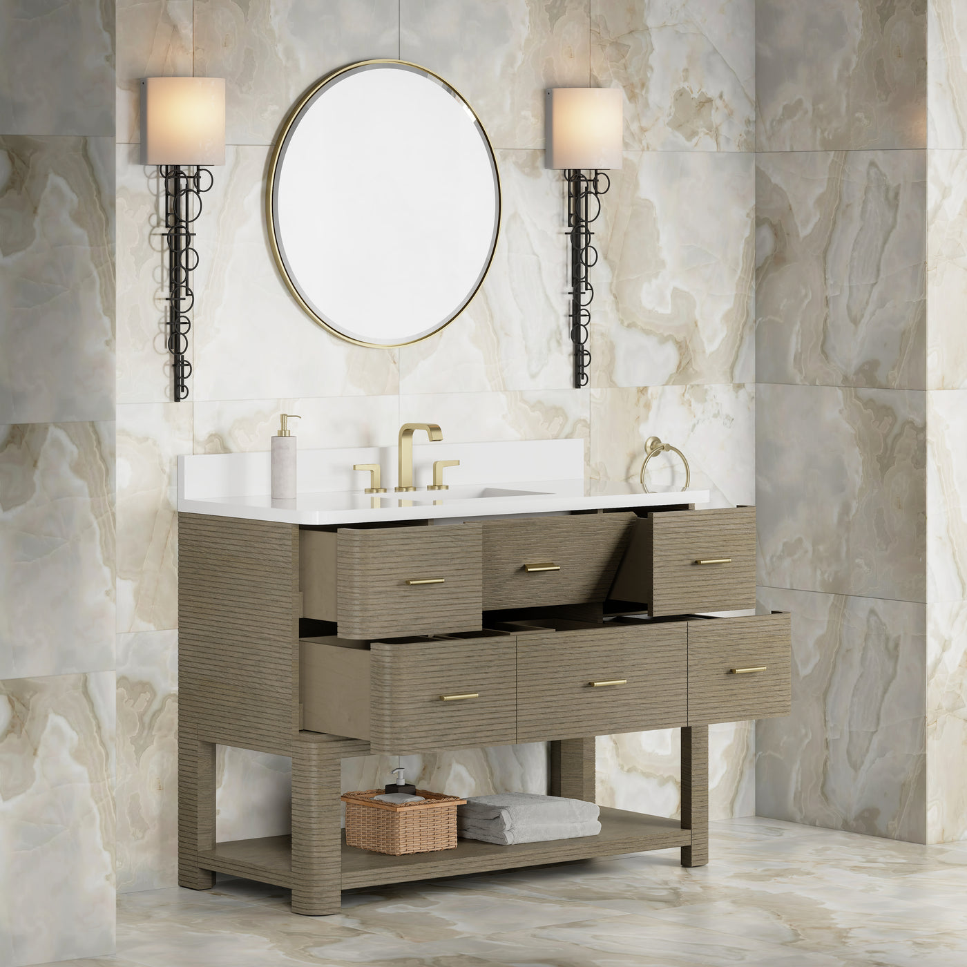 James Martin Lucian 48" Single Bathroom Vanity, Pebble Oak, view 36