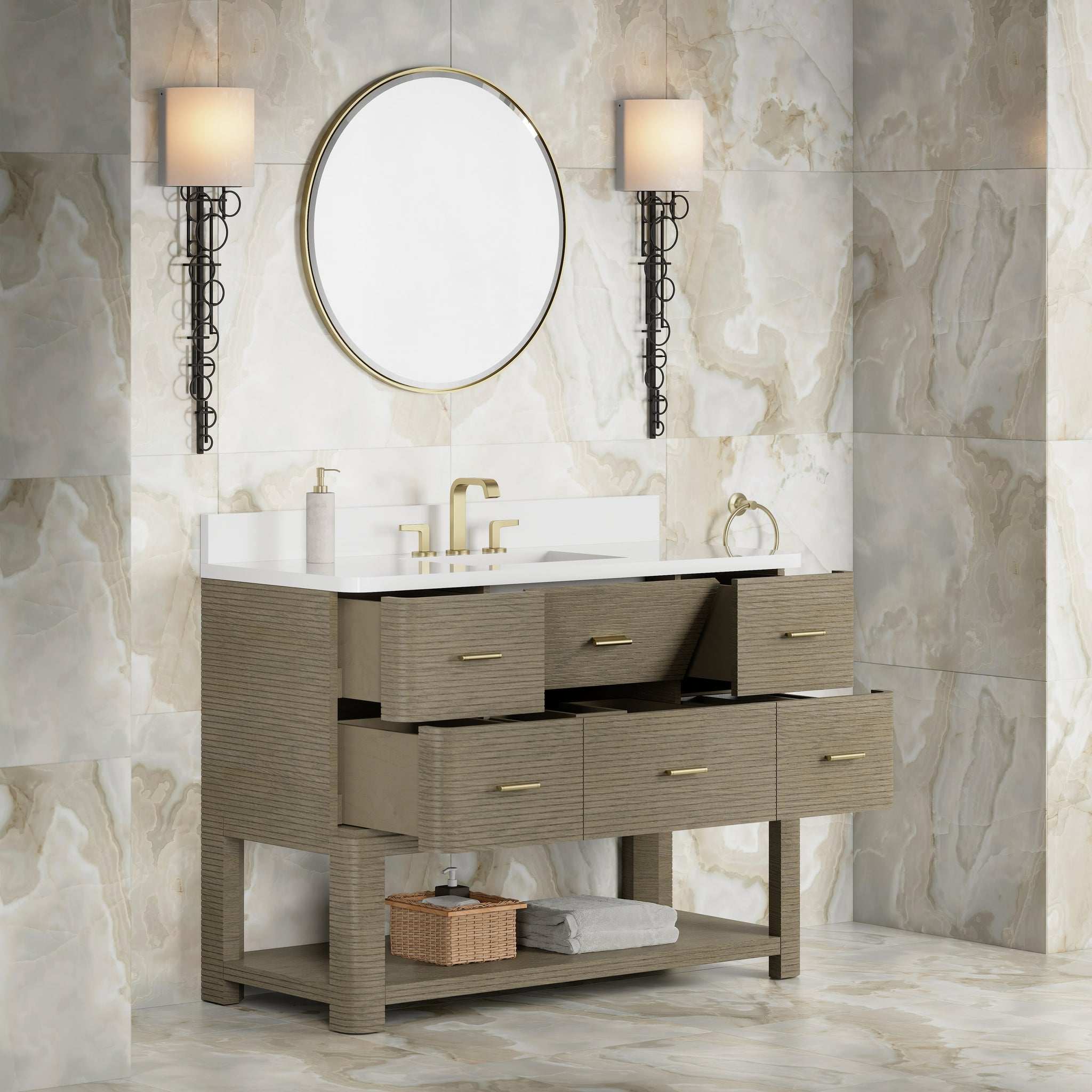 James Martin Lucian 48" Single Bathroom Vanity, Pebble Oak, view 36