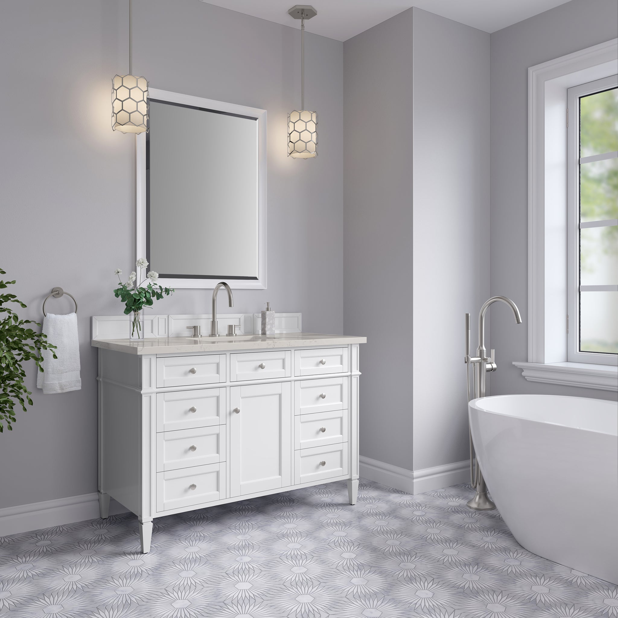 James Martin Brittany 48" Single Bathroom Vanity, Bright White, view 40