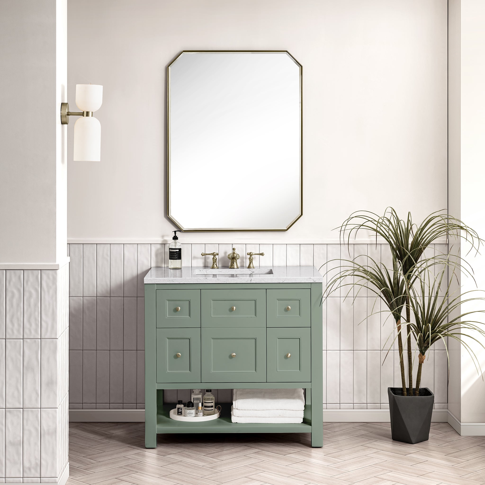 James Martin Breckenridge 36" Single Bathroom Vanity, Smokey Celadon, view 12