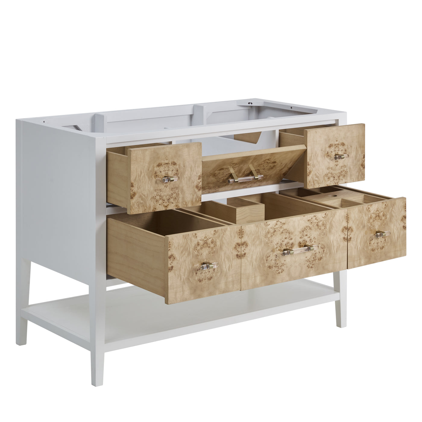 James Martin Olena 48" Single Bathroom Vanity, Polished White and Light Mappa Burl, view 8