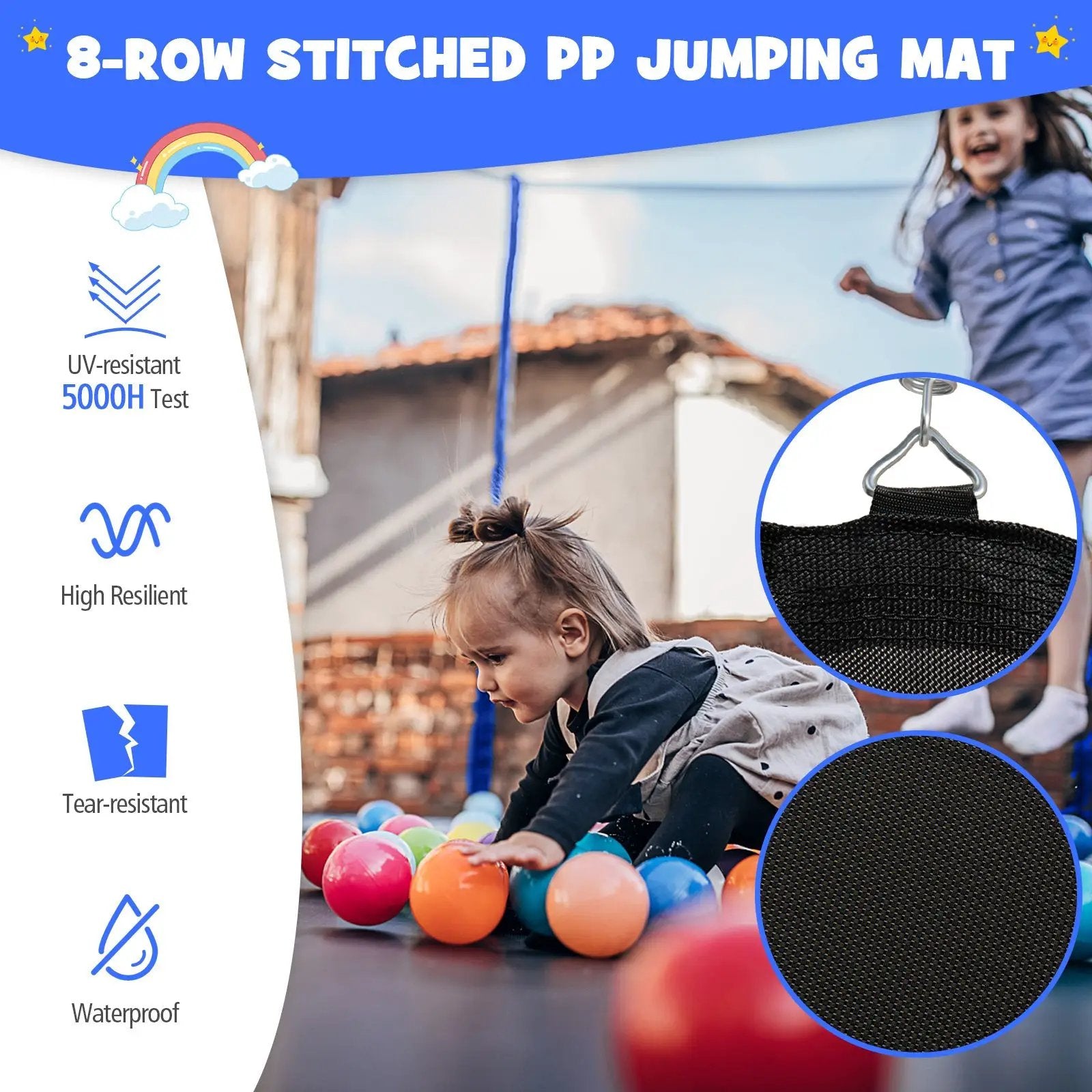 12/14/15/16 Feet Outdoor Recreational Trampoline with Enclosure Net-14 ft by DirectDeals