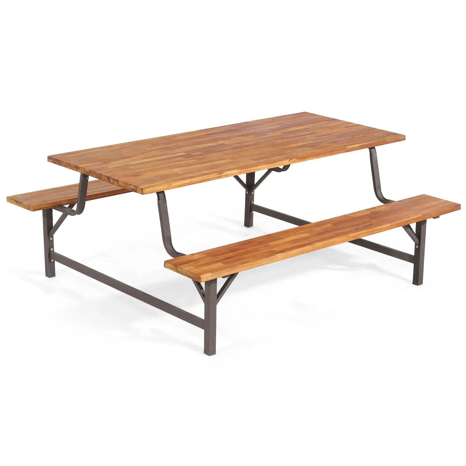 6-Person Outdoor Picnic Table and Bench Set with 2 Inch Umbrella Hole by DirectDeals