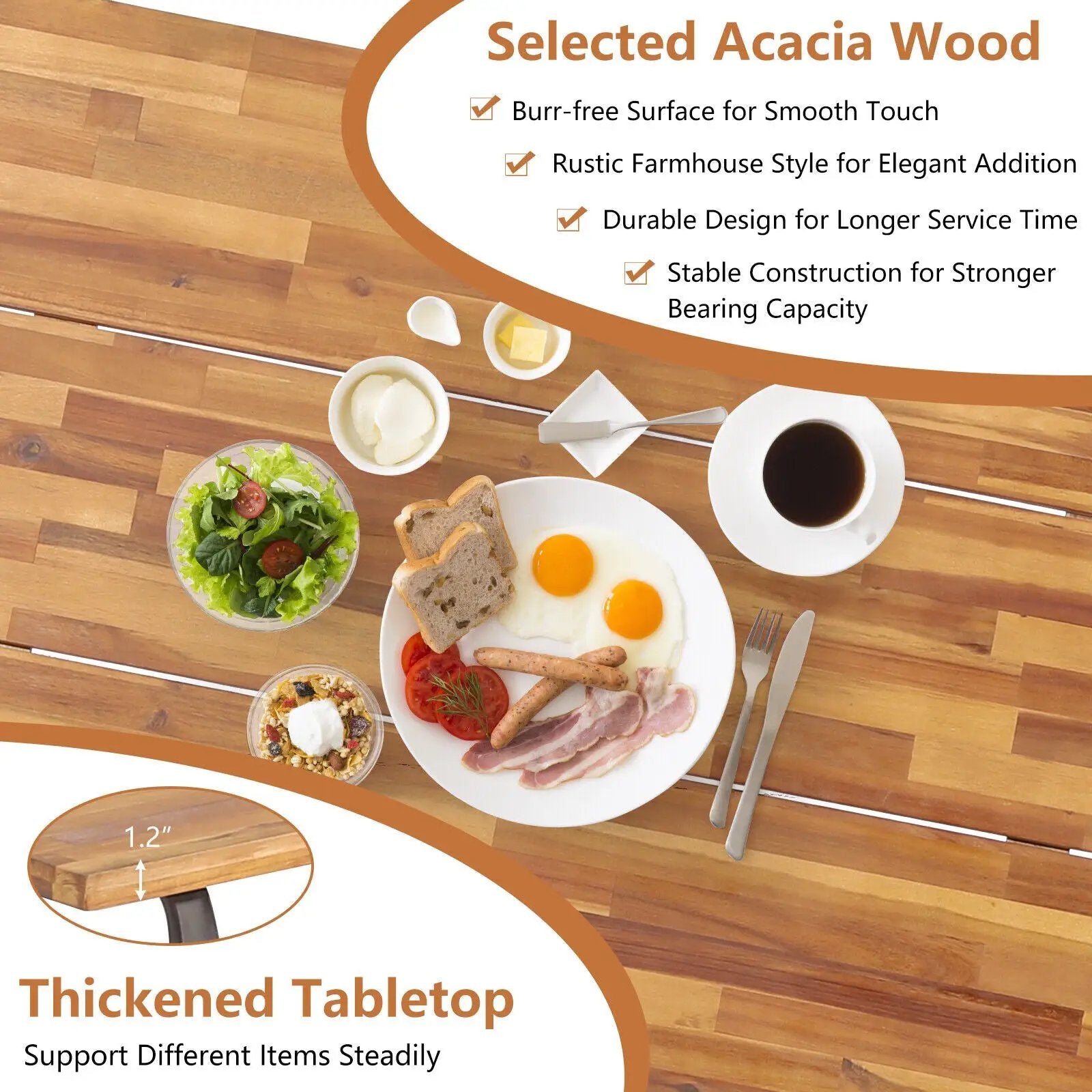 6-Person Outdoor Picnic Table and Bench Set with 2 Inch Umbrella Hole by DirectDeals