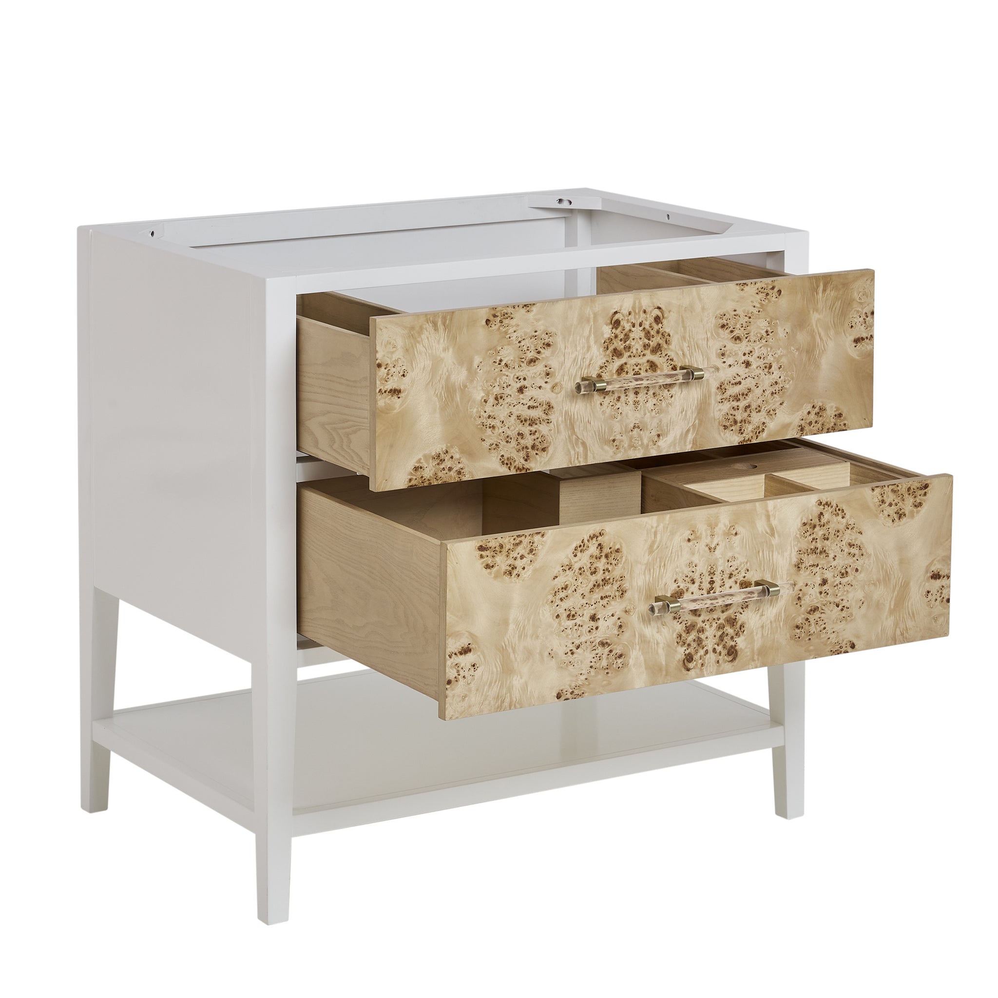 James Martin Olena 36" Single Bathroom Vanity, Polished White and Light Mappa Burl, view 9