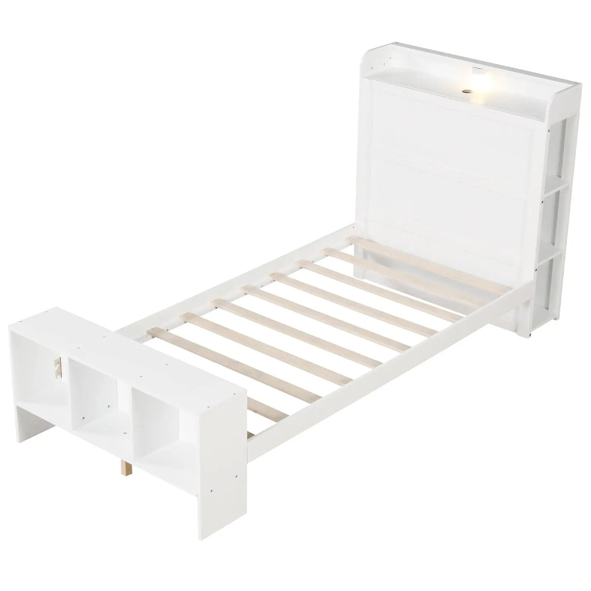 Full Size Bed Frame with 2 USB Ports with Storage Headboard and Lights, photo 9 of 9
