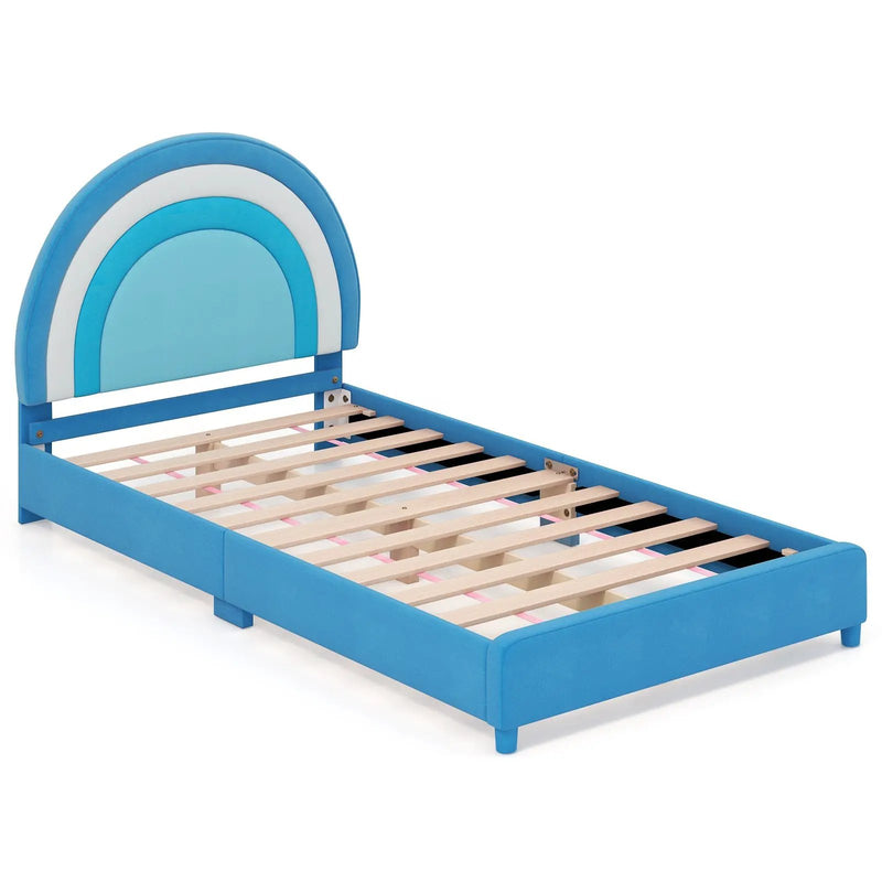 Twin Bed Frame with Height-Adjustable Headboard and Sturdy Wooden Slats by DirectDeals