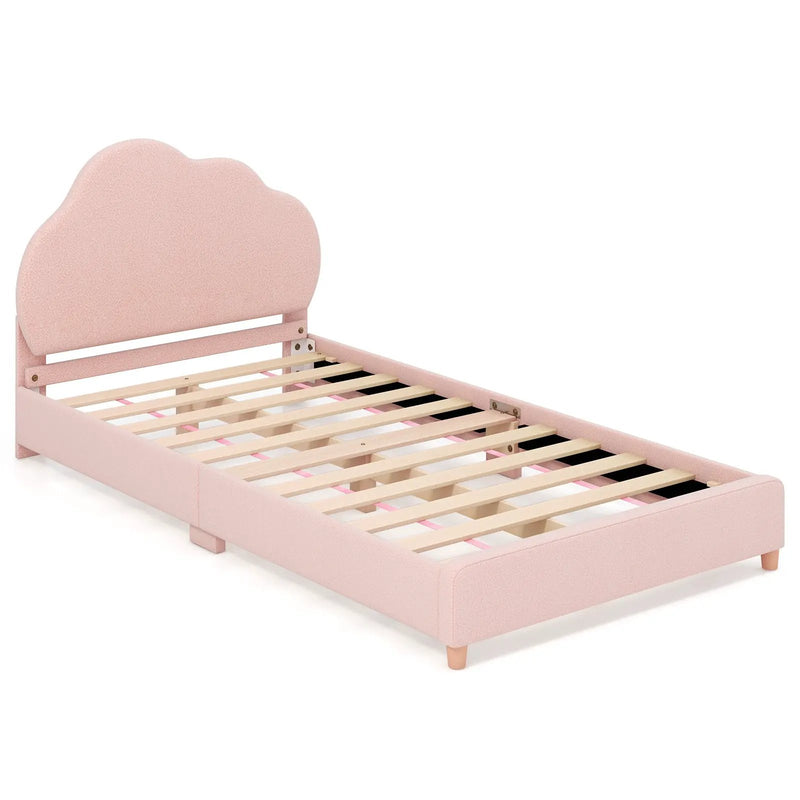 Twin Bed Frame with Height-Adjustable Headboard and Sturdy Wooden Slats by DirectDeals