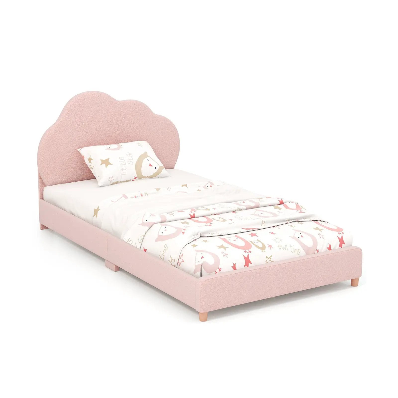 Twin Bed Frame with Height-Adjustable Headboard and Sturdy Wooden Slats by DirectDeals