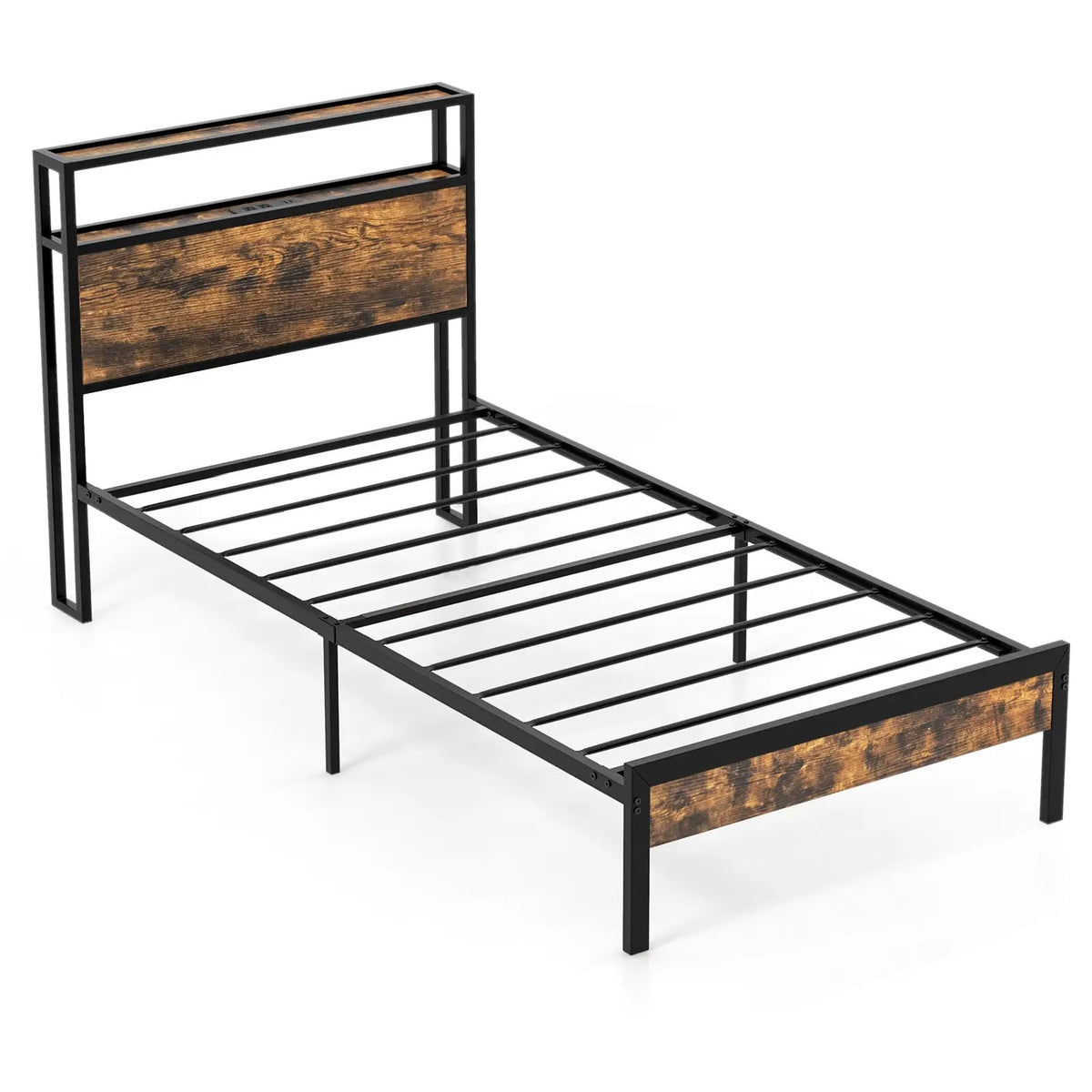 Twin/Full/Queen Bed Frame with Storage Headboard and Charging Station, photo 10 of 10