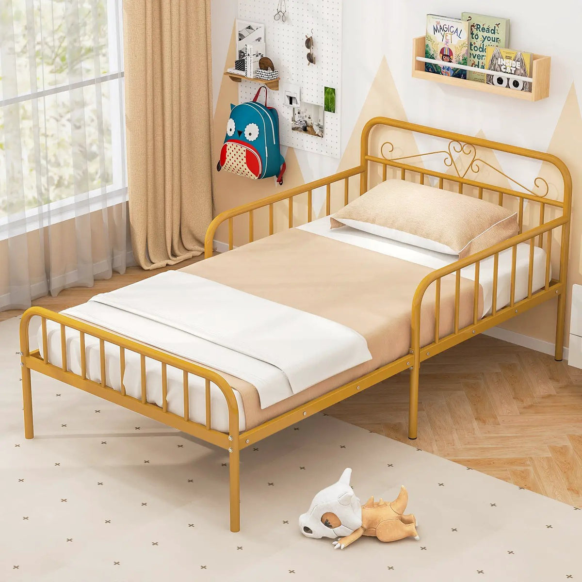 Twin Size Bed Frame with Headboard and Safety Side Guardrails, photo 2 of 10