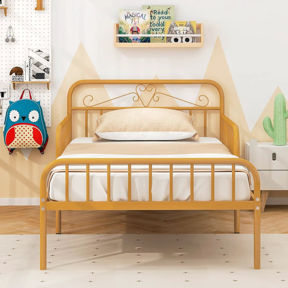 Twin Size Bed Frame with Headboard and Safety Side Guardrails, photo 6 of 10