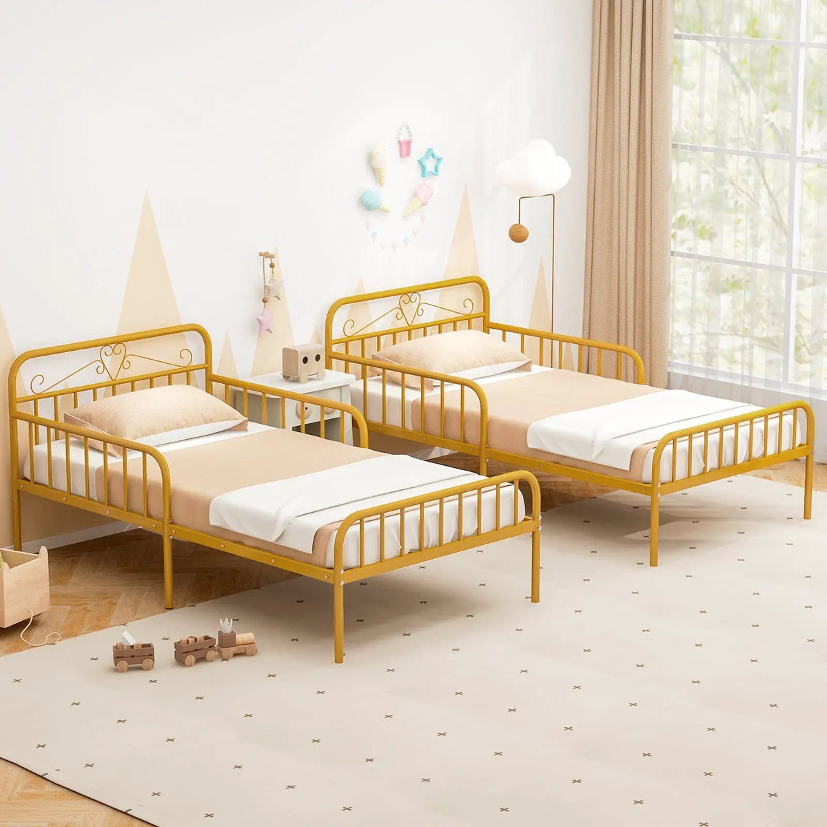 Twin Size Bed Frame with Headboard and Safety Side Guardrails, photo 7 of 10