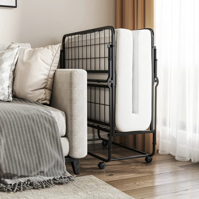 Twin Size Folding Bed with Memory Foam Mattress and Heavy-duty Metal Frame by DirectDeals