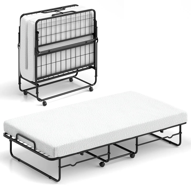 Twin Size Folding Bed with Memory Foam Mattress and Heavy-duty Metal Frame by DirectDeals