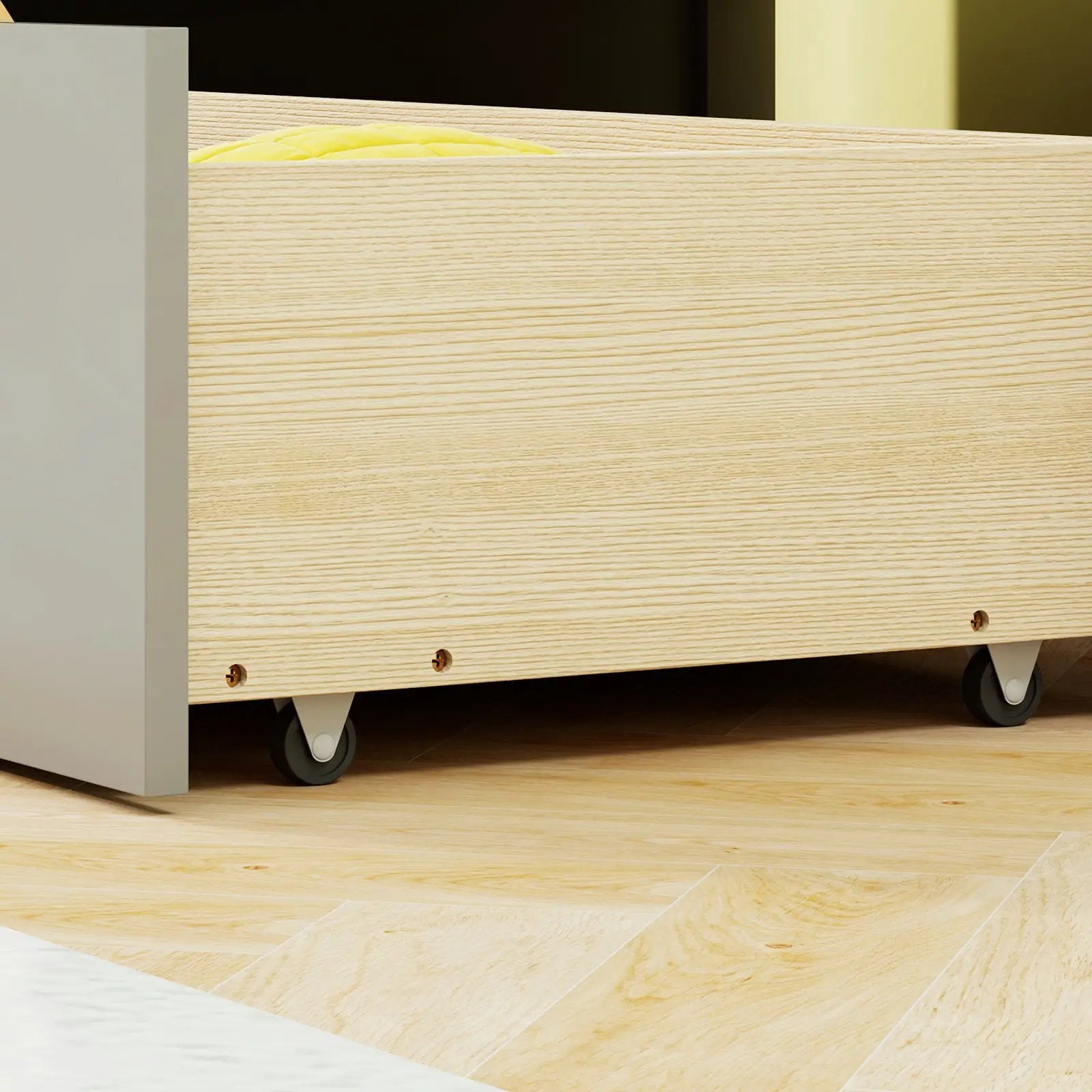 Twin Size House Bed with 2 Storage Drawers and Fence Guardrails by DirectDeals