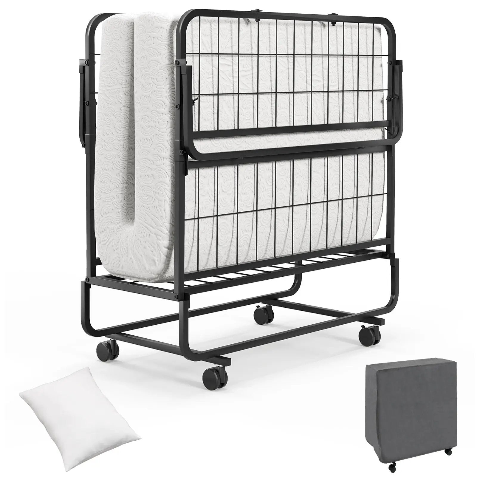Cot Size Folding Bed with Memory Foam Mattress and Pillow by DirectDeals