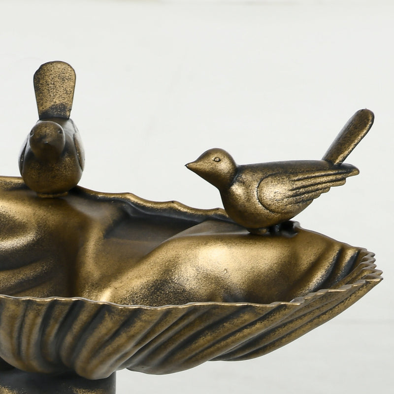 Resin Bird Bath Tall Shell Basin Planter 32 Inch, detail