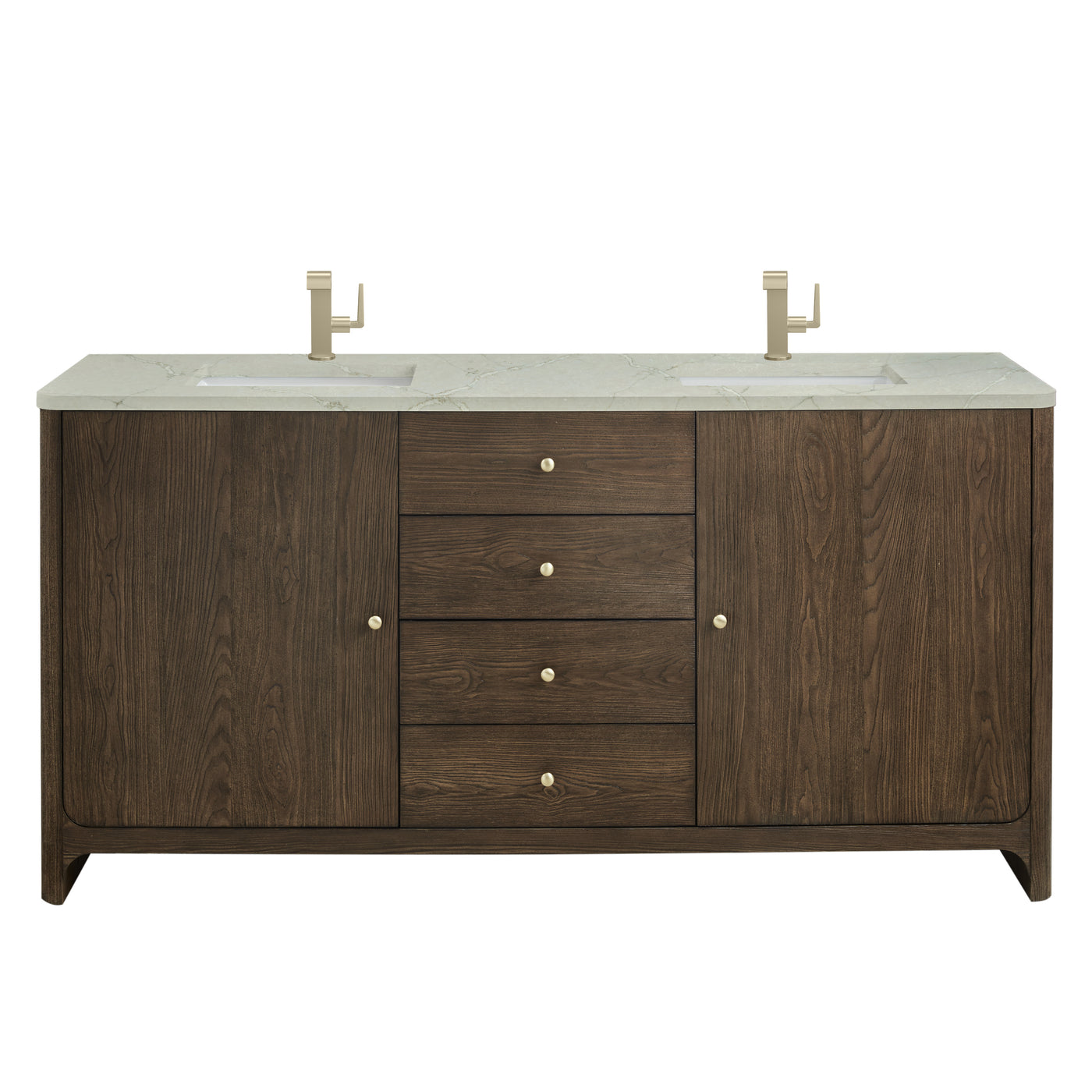 James Martin Gracyn 72" Double Bathroom Vanity, Sable with Victorian Silver (Quartz) countertop
