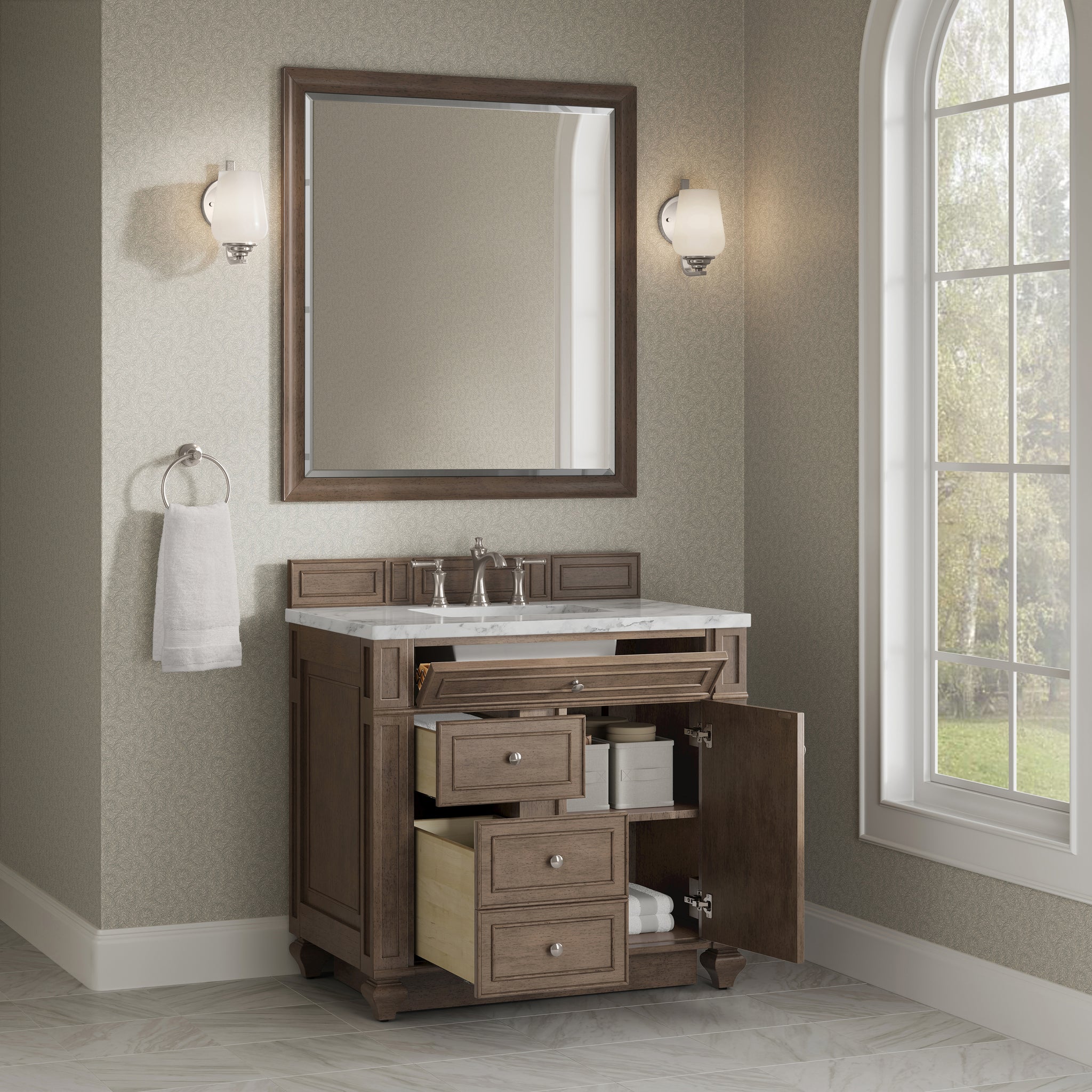 James Martin Bristol 36" Single Bathroom Vanity, Whitewashed Walnut, view 33