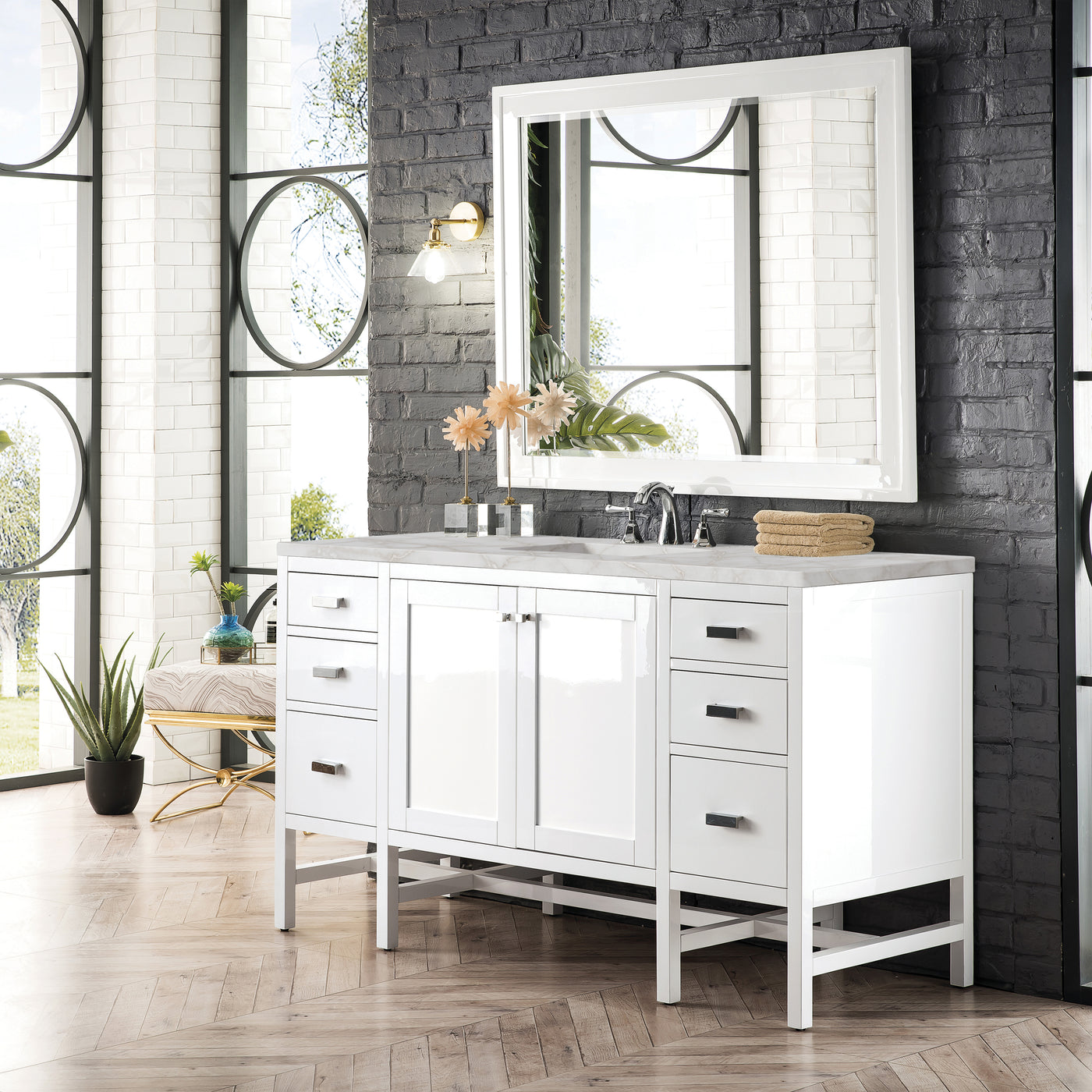 James Martin Addison 60" Single Bathroom Vanity, Glossy White, view 32
