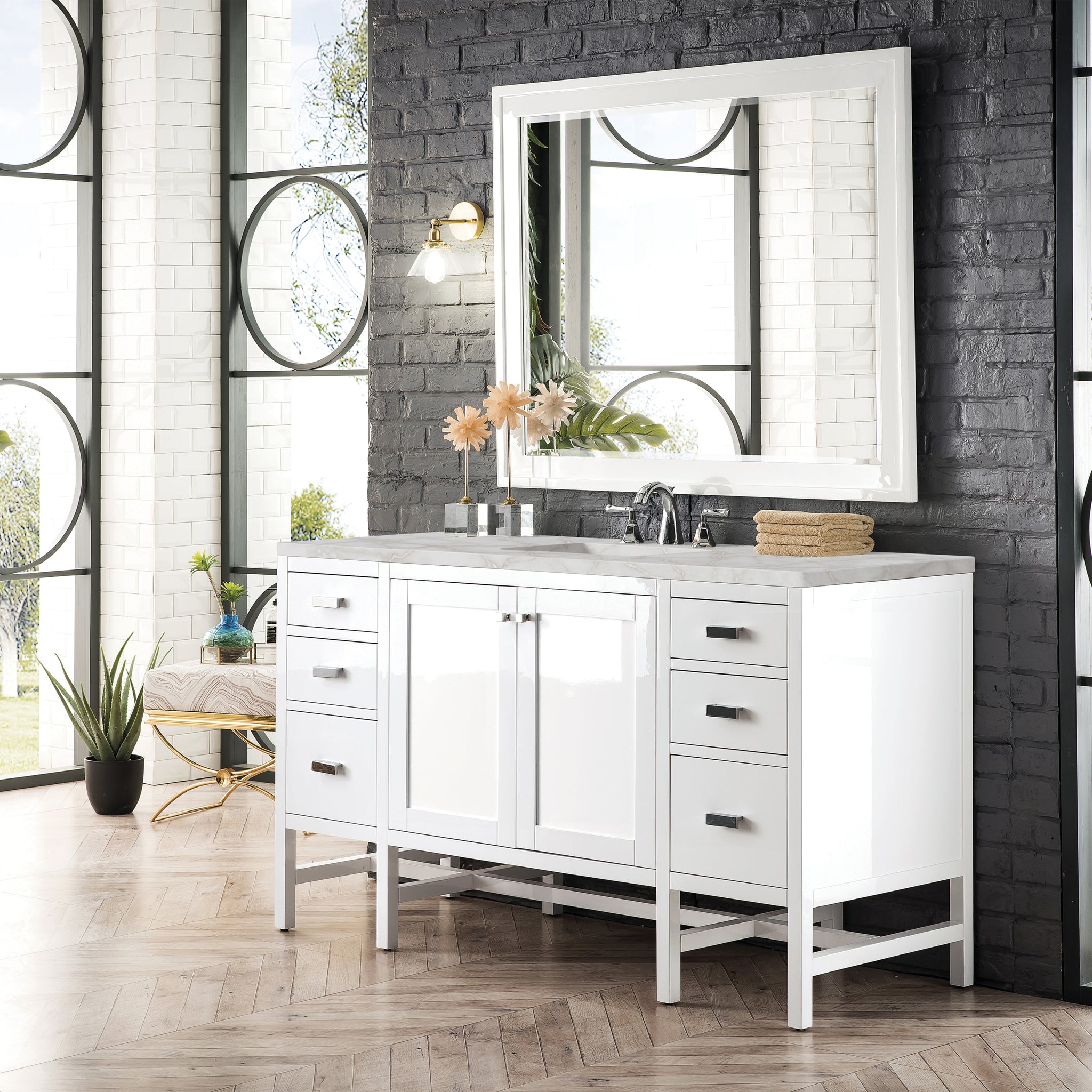 James Martin Addison 60" Single Bathroom Vanity, Glossy White, view 32