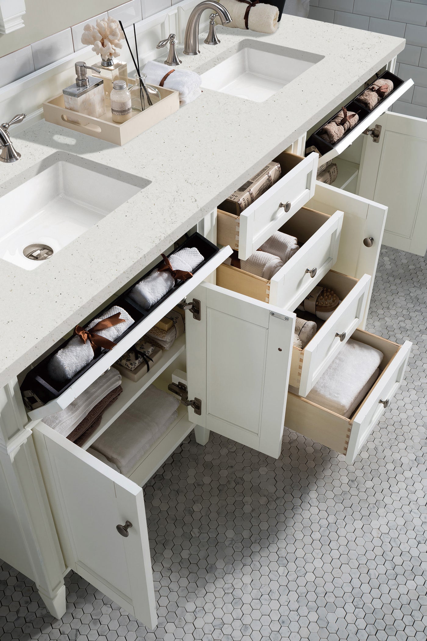 James Martin Brittany 72" Double Bathroom Vanity, Bright White, view 25