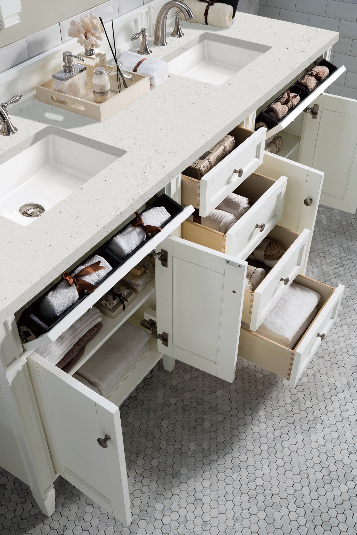 James Martin Brittany 72" Double Bathroom Vanity, Bright White, view 25