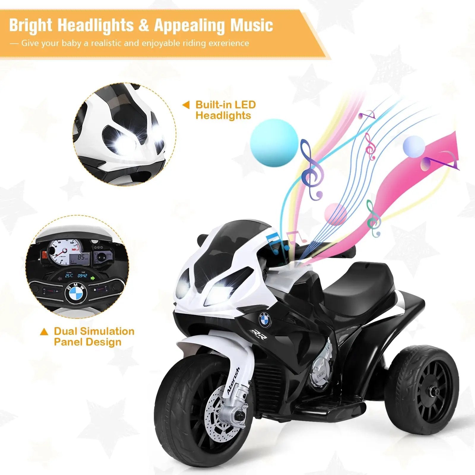 6V Kids 3 Wheels Riding BMW Licensed Electric Motorcycle by DirectDeals