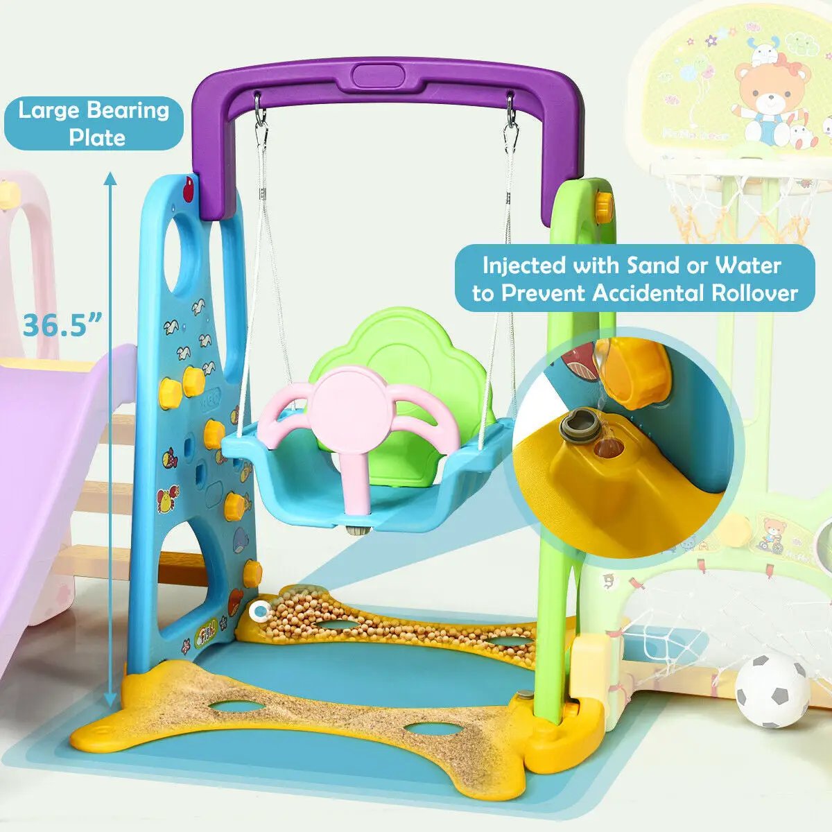 6-in-1 Climber Swing Basketball Hoop Football Gate by DirectDeals