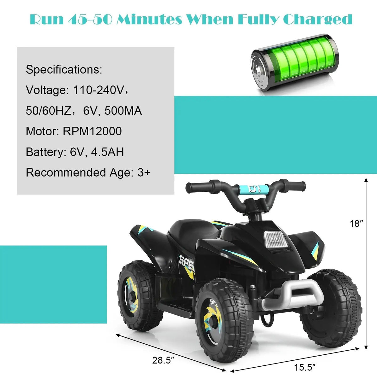 6V Kids Electric ATV 4 Wheels Ride-On Toy, photo 5 of 11