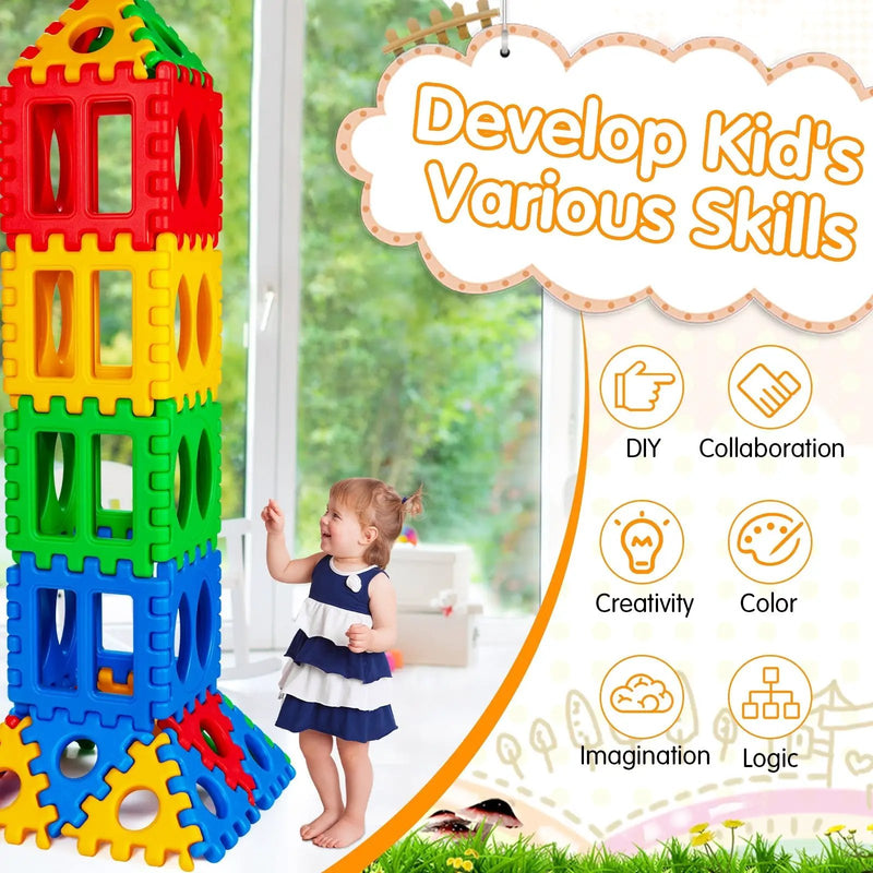 32 Pieces Big Waffle Block Set Kids Educational Stacking Building Toy by DirectDeals