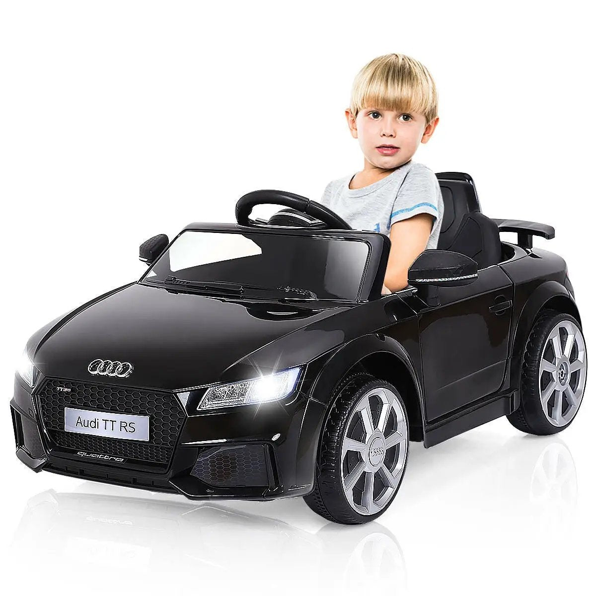 12V Kids Electric Ride on Car with Remote Control and Music Function-Black by DirectDeals