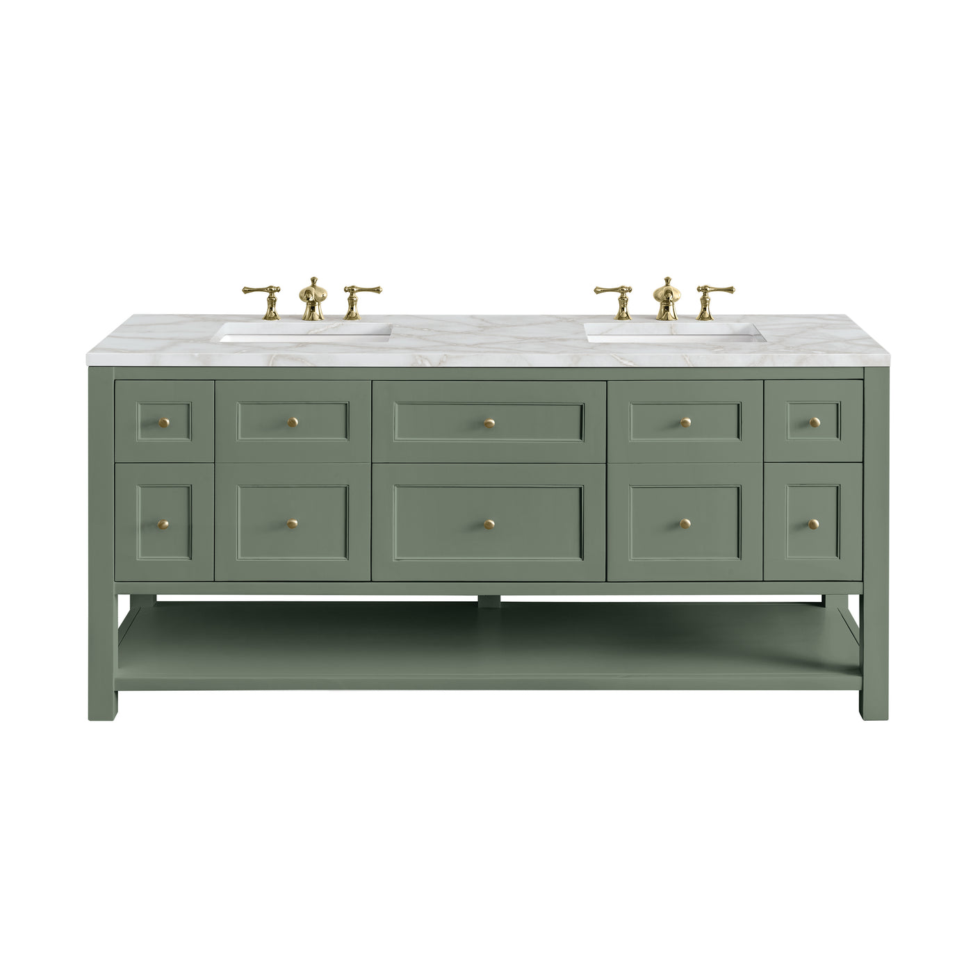 James Martin Breckenridge 72" Double Bathroom Vanity, Smokey Celadon with Victorian Silver countertop