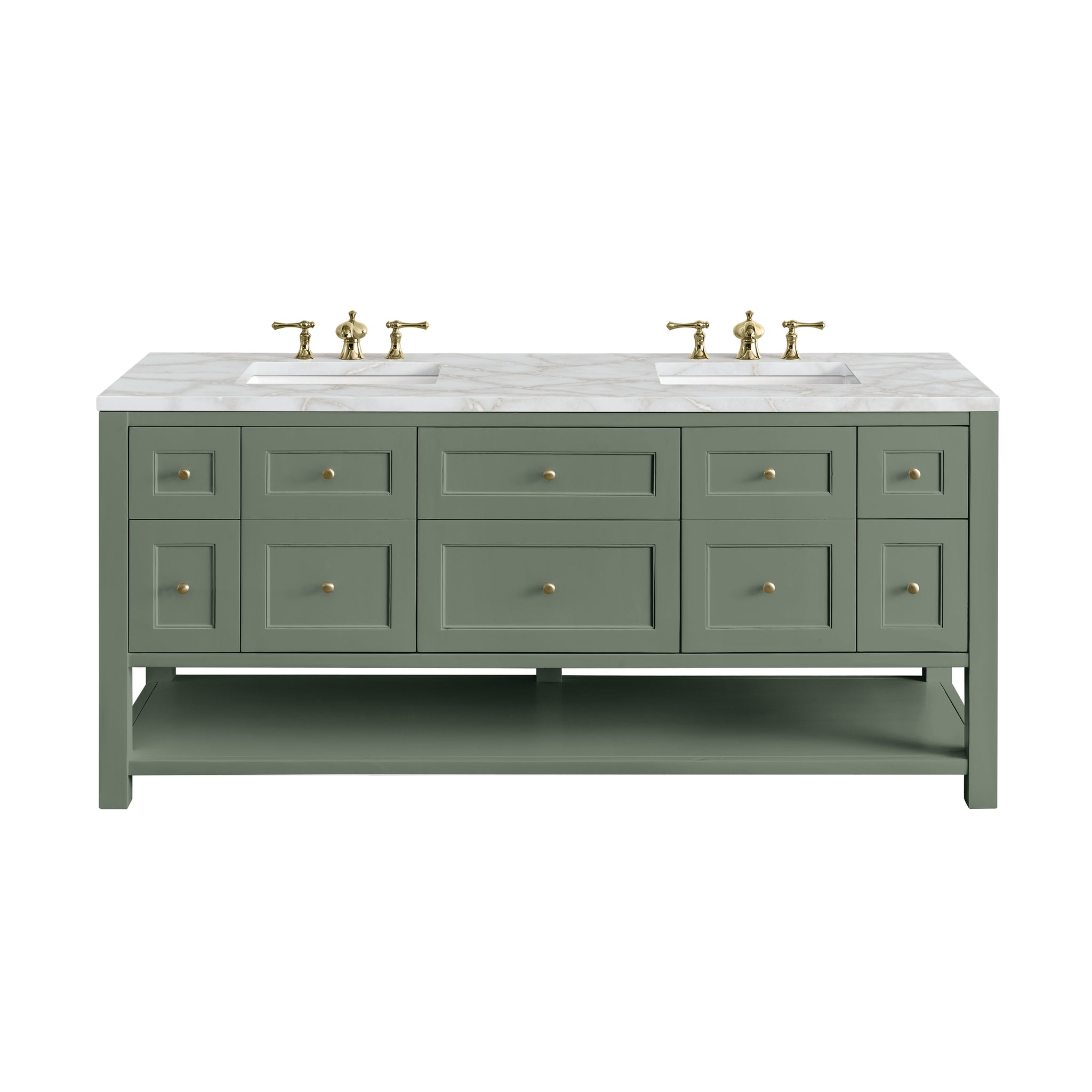 James Martin Breckenridge 72" Double Bathroom Vanity, Smokey Celadon with Victorian Silver countertop
