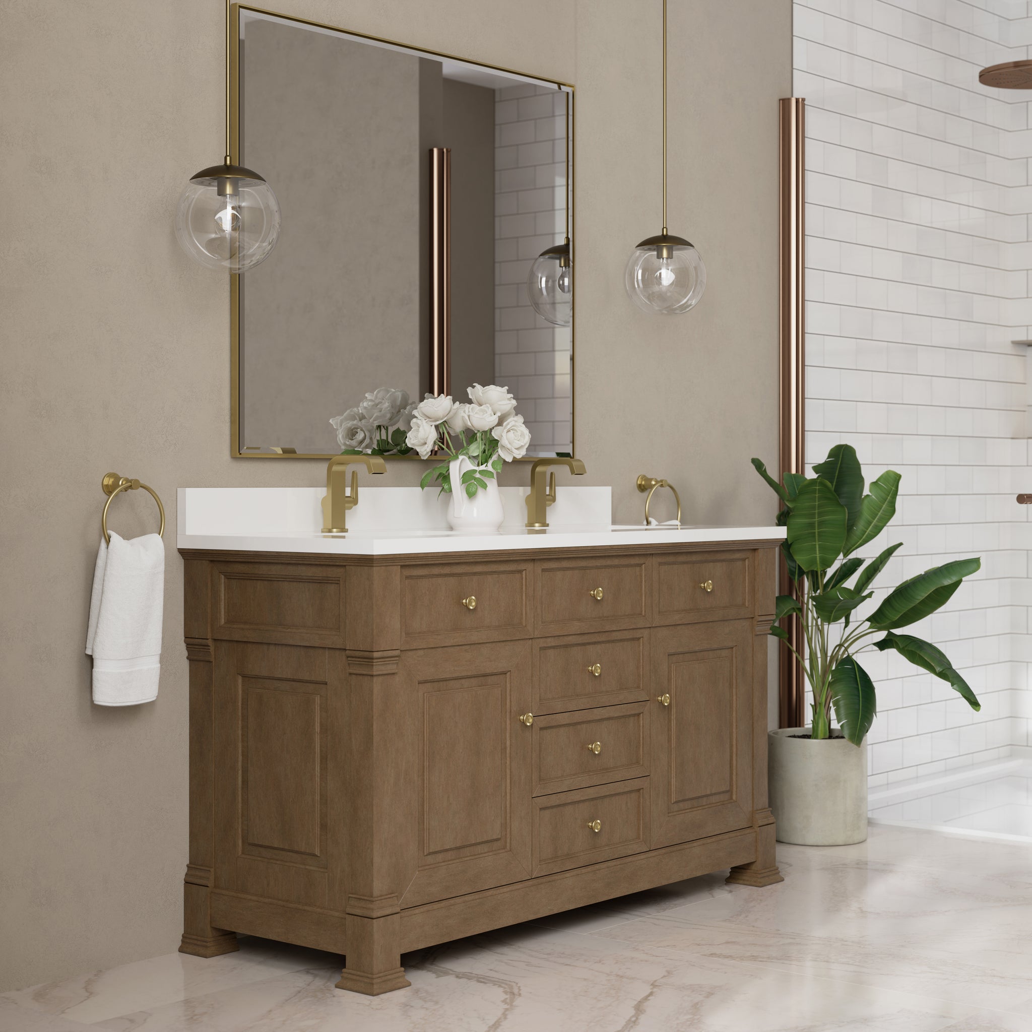 James Martin Brookfield 60" Double Bathroom Vanity, Pecan, view 31