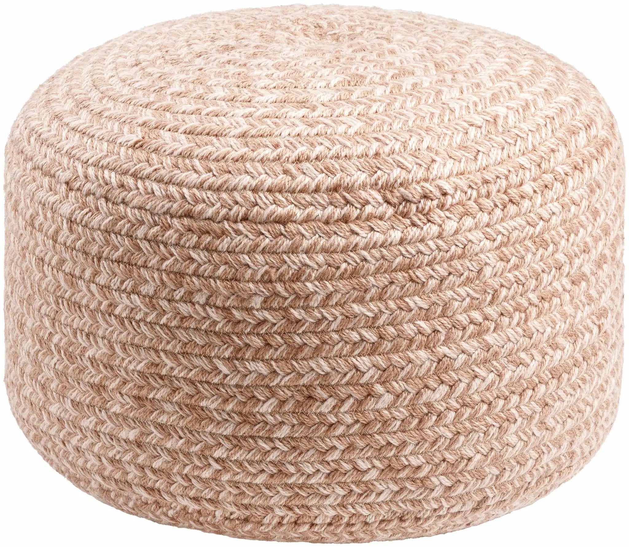 Tonanitla Natural Fiber Blush Knitted Outdoor Pouf by Boutique Rugs