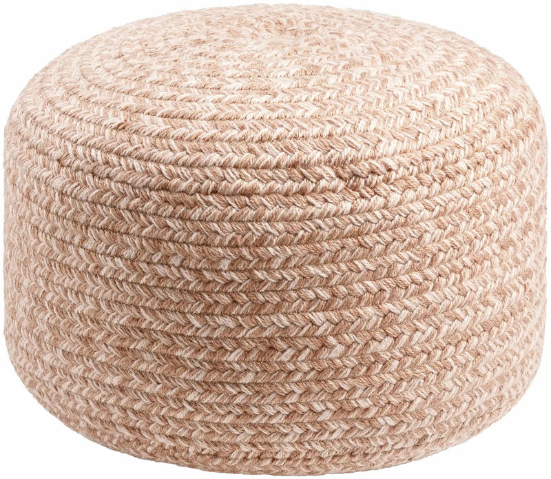 Tonanitla Natural Fiber Blush Knitted Outdoor Pouf by Boutique Rugs