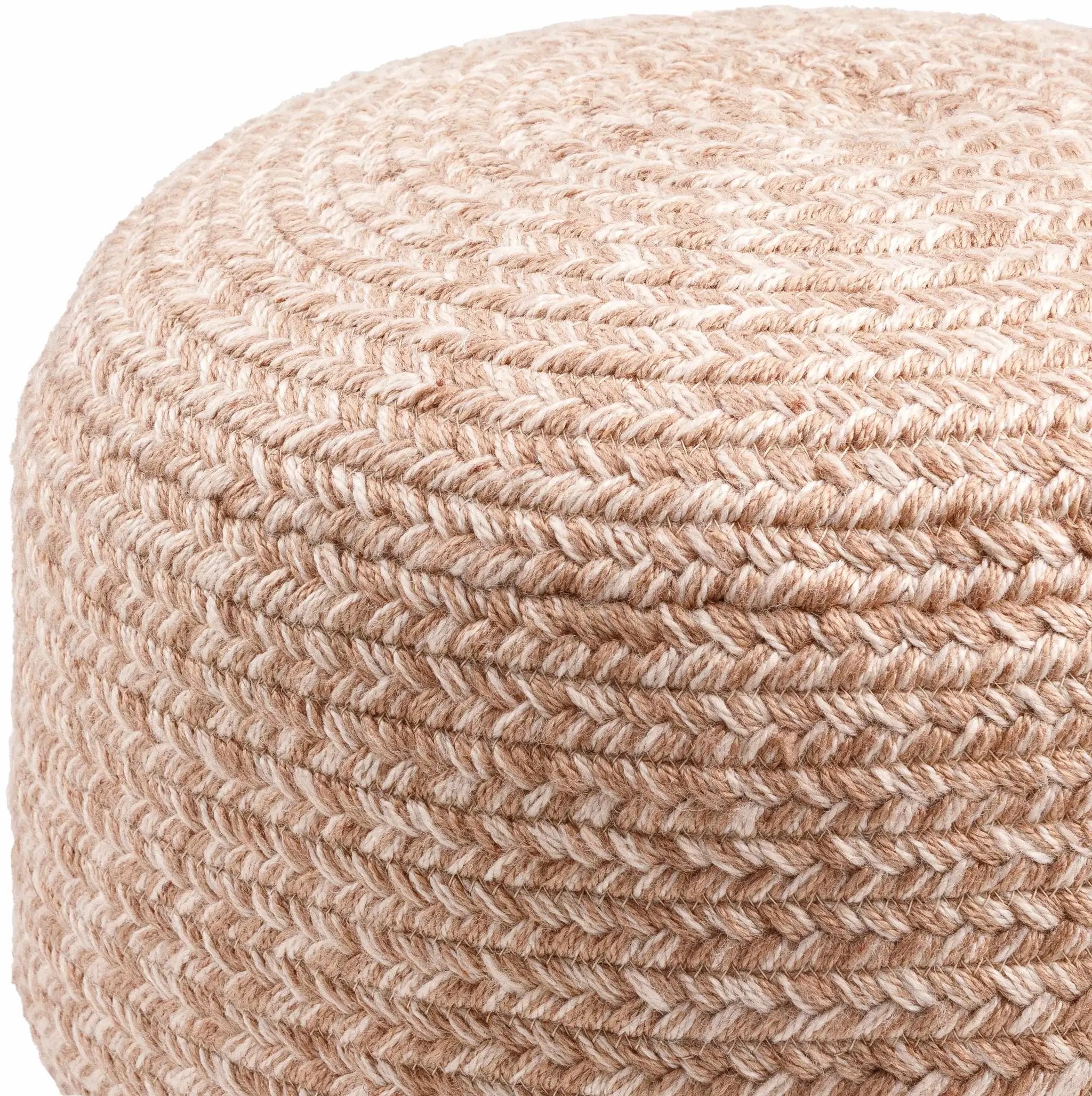 Tonanitla Natural Fiber Blush Knitted Outdoor Pouf by Boutique Rugs