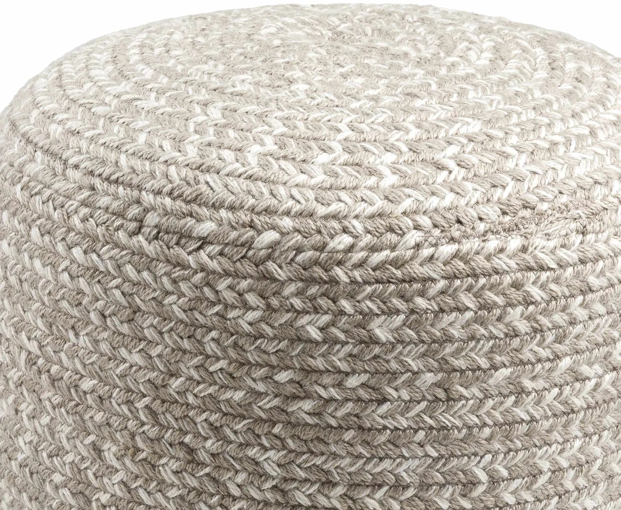 Tonanitla Natural Fiber Light Gray Knitted Outdoor Pouf by Boutique Rugs