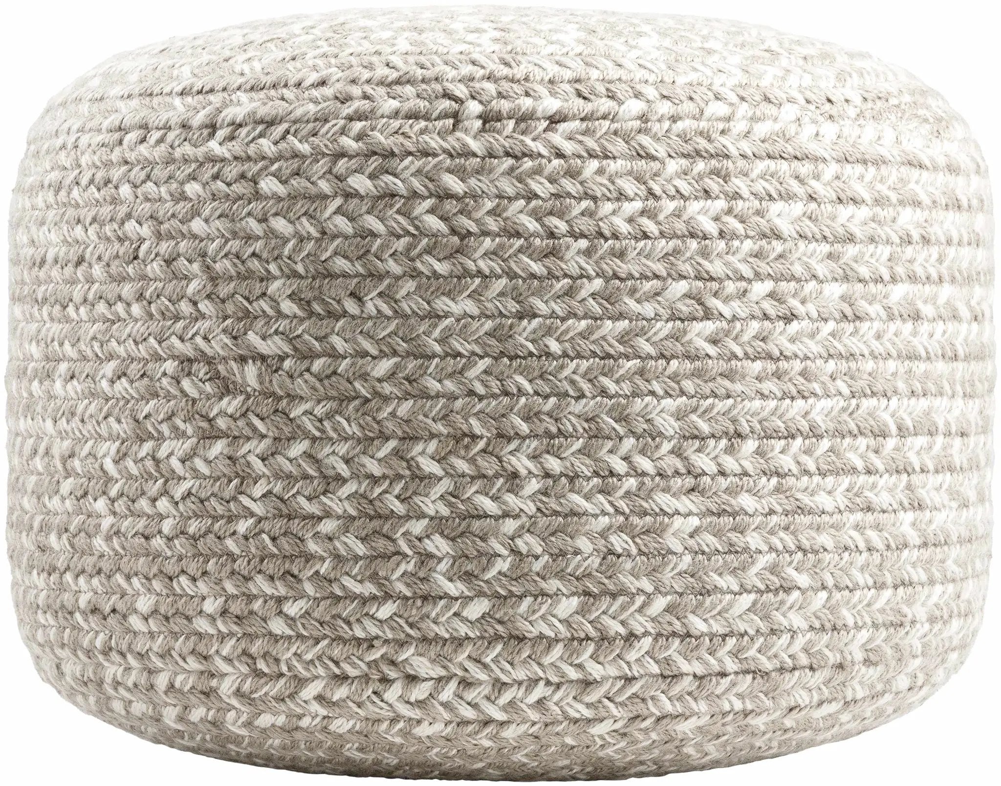Tonanitla Natural Fiber Light Gray Knitted Outdoor Pouf by Boutique Rugs