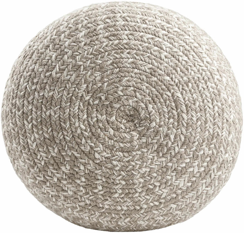 Tonanitla Natural Fiber Light Gray Knitted Outdoor Pouf by Boutique Rugs